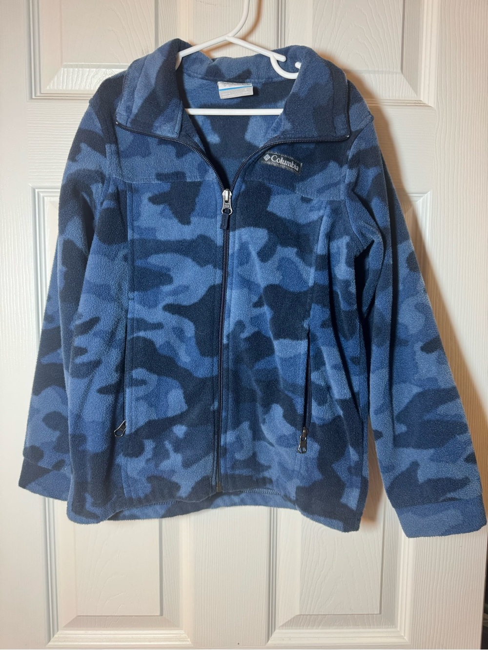 Columbia Navy Blue Fleece Jacket with Stand Collar
